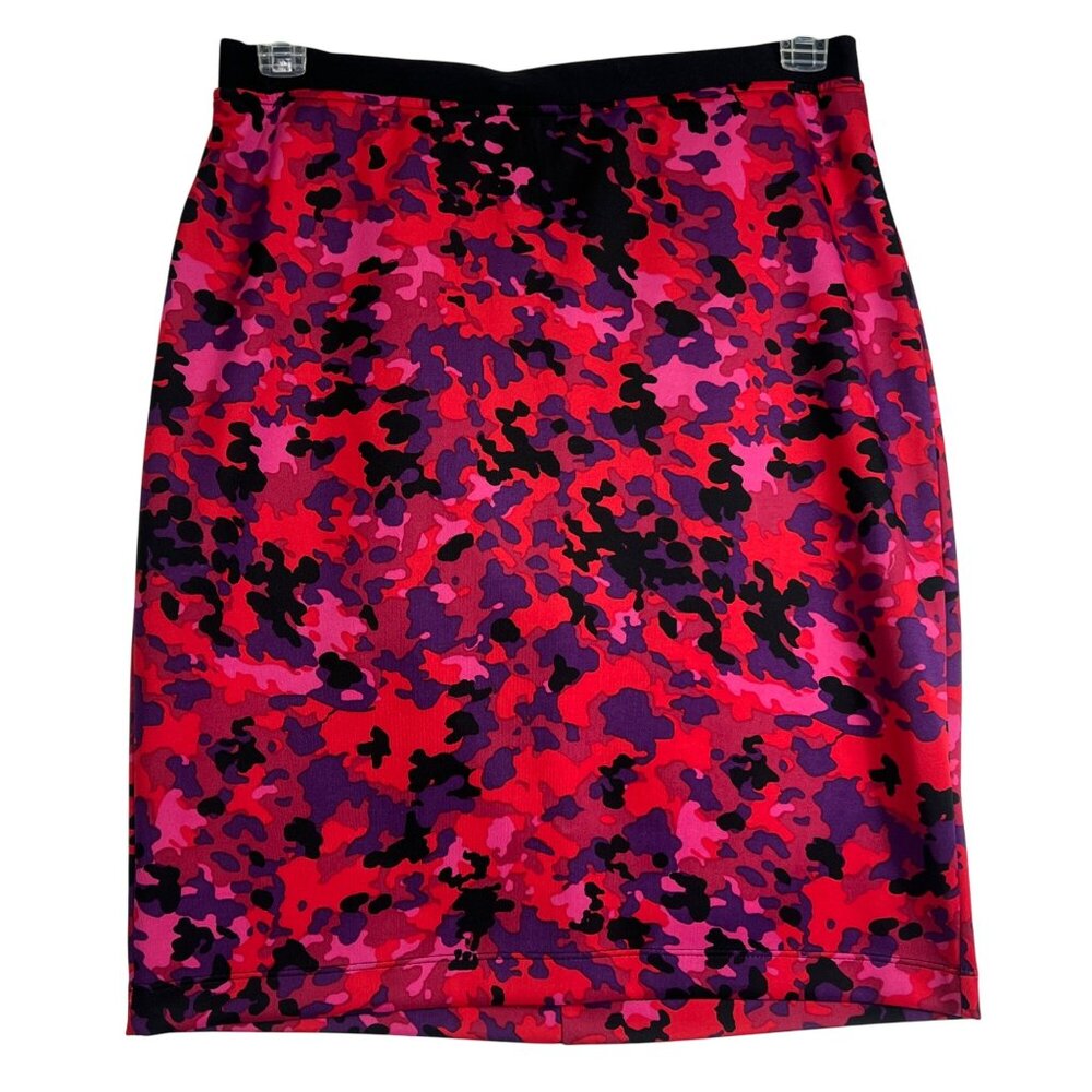 Miss Tina Pink Camo Pencil Skirt Polyester/Spandex Blend Stretch Waist Size 12